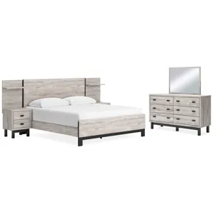 Vessalli King Panel Bed, Dresser, Mirror and 2 Nightstands