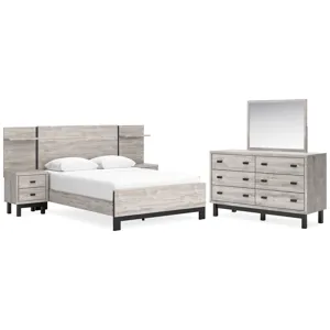 Vessalli Queen Panel Bed with Extensions, Dresser and Mirror