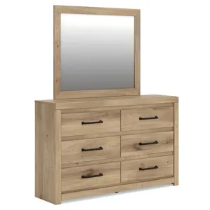 Brozmont Full Panel Platform Bed, Dresser and Mirror
