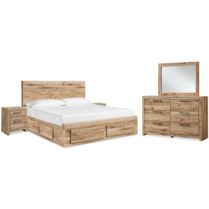 Hyanna Queen Panel Storage Bed, Dresser, Mirror and 2 Nightstands