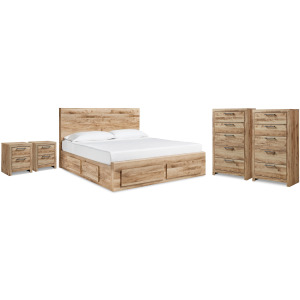 Hyanna King Panel Bed, 2 Chests and 2 Nightstands
