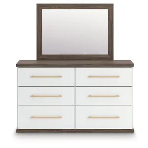 Kendanport Queen Upholstered Platform Bed, Dresser and Mirror