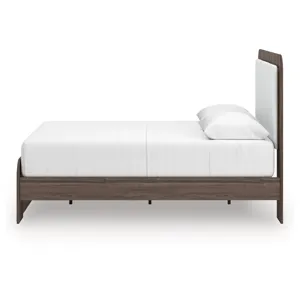 Kendanport Queen Upholstered Platform Bed, Dresser and Mirror