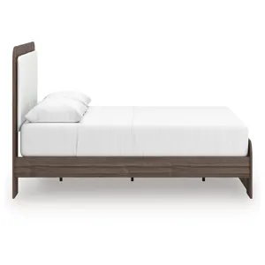 Kendanport Queen Upholstered Platform Bed, Dresser and Mirror