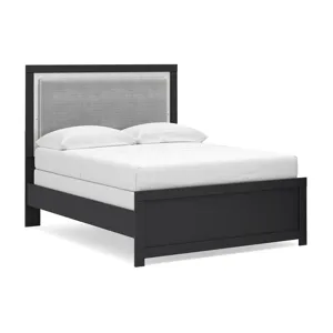 Maeling Full Upholstered Panel Bed, Dresser and Mirror