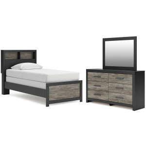 Broachmyn Twin Bookcase Bed, Dresser and Mirror