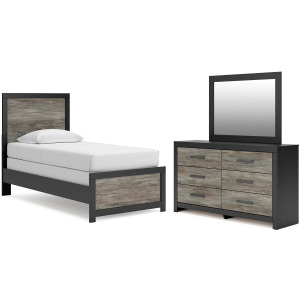 Broachmyn Twin Panel Bed, Dresser and Mirror