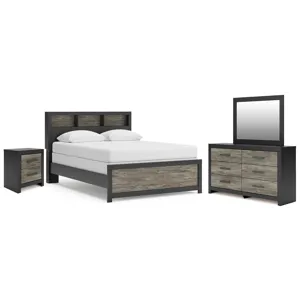Broachmyn Queen Bookcase Panel Bed, Dresser, Mirror and Nightstand