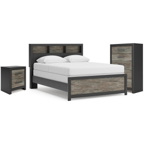 Jonnifer Queen Bookcase Bed, Chest and Nightstand
