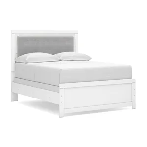 Maeling Full Upholstered Panel Bed, Dresser and Mirror