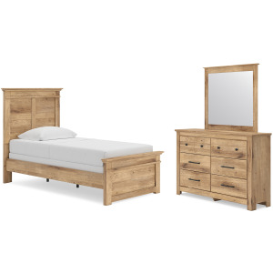 Makidern Twin Panel Bed, Dresser and Mirror
