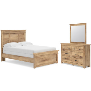 Makidern Full Panel Bed, Dresser and Mirror