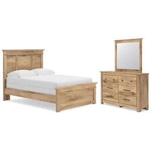 Makidern Full Panel Bed, Dresser and Mirror