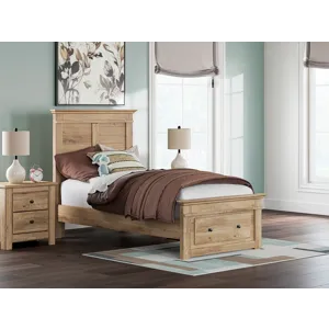 Makidern Twin Panel Storage Bed, Dresser and Mirror