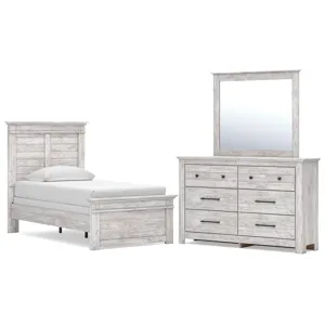 Makidern Twin Panel Bed, Dresser and Mirror