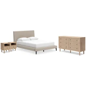 Cielden Queen Upholstered Bed, Dresser and 2 Nightstands
