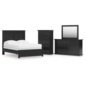 Maribel Full Panel Bed, Dresser, Mirror and Chest