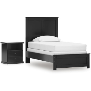 Maribel Twin Panel Bed and Nightstand