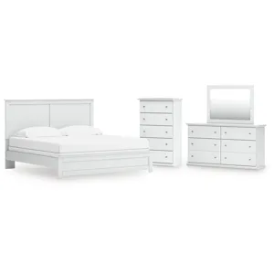 Bostwick Shoals King Panel Bed, Dresser, Mirror and Chest