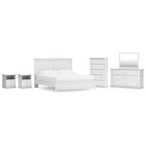 Bostwick Shoals King Panel Bed, Dresser, Mirror, Chest and 2 Nightstands