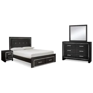 Kaydell Queen Panel Storage Bed, Dresser, Mirror and Nightstand