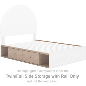 Shapella Twin/Full Side Storage with Rail