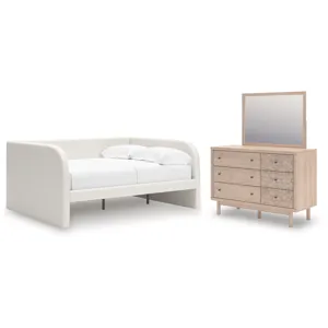 Arloster Full Upholstered Day Bed, Dresser and Mirror