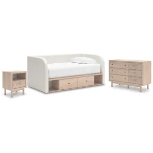 Arloster Twin Day Bed with Storage, Dresser and Nightstand