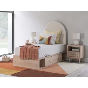 Shapella Twin Upholstered Panel Bed with Storage