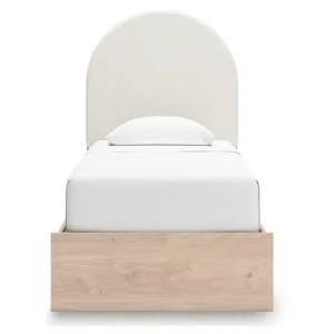 Shapella Twin Upholstered Panel Bed, Dresser and Mirror