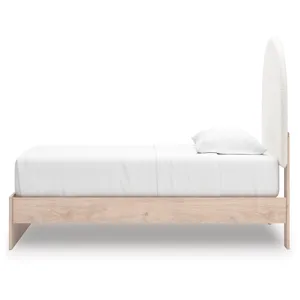 Shapella Twin Upholstered Panel Bed, Dresser and Mirror