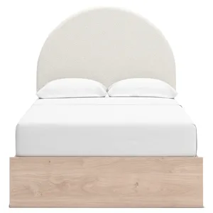 Shapella Full Upholstered Panel Bed, Dresser and Mirror