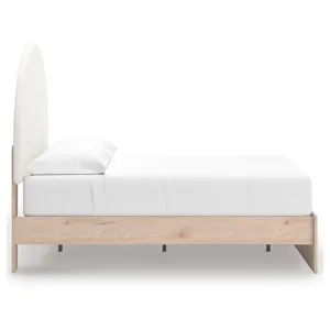 Shapella Full Upholstered Panel Bed, Dresser and Mirror