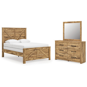 Branstony Queen Crossbuck Panel Bed, Dresser and Mirror