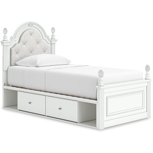 Maylilly Twin Upholstered Panel Bed with Storage