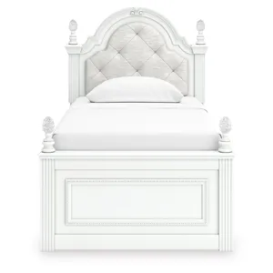 Kozlani Twin Upholstered Panel Bed, Dresser and Mirror