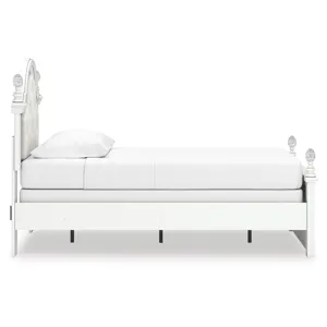Kozlani Twin Upholstered Panel Bed, Dresser and Mirror