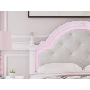 Kozlani Full Upholstered Panel Bed, Dresser and Mirror