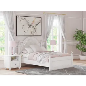 Kozlani Full Upholstered Panel Bed, Dresser and Mirror
