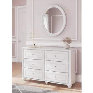 Kozlani Twin Upholstered Panel Bed, Dresser and Mirror