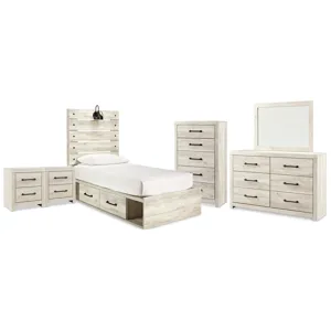 Cambeck Twin Panel Bed with Storage, Dresser, Mirror, Chest and 2 Nightstands