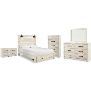 Cambeck Queen Panel Storage Bed, Dresser, Mirror, Chest and 2 Nightstands