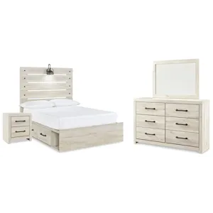 Cambeck Full Panel Bed with Storage, Dresser, Mirror and Nightstand