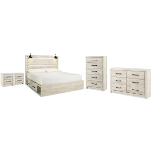 Cambeck King Panel Bed with Storage, Dresser, Chest and 2 Nightstands