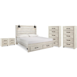 Cambeck King Panel Storage Bed, 2 Chests and 2 Nightstands