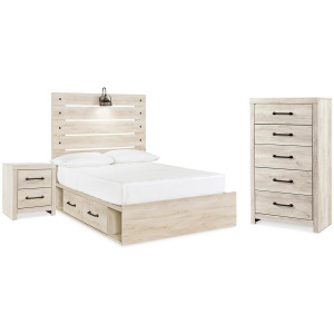 Cambeck Full Panel Bed with Storage, Chest and Nightstand