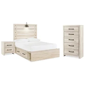 Cambeck Full Panel Bed with Storage, Chest and Nightstand