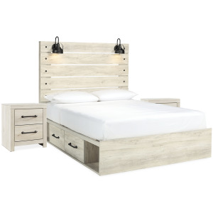 Cambeck Queen Panel Storage Bed and 2 Nightstands