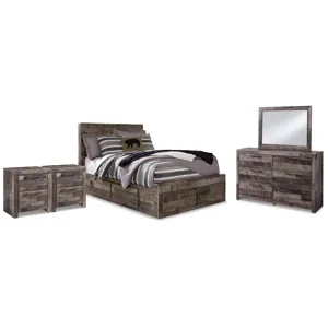 Derekson Full Panel Storage Bed, Dresser, Mirror and 2 Nightstands