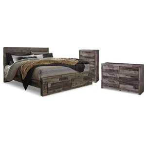 Derekson King Storage Bed, Dresser and Chest